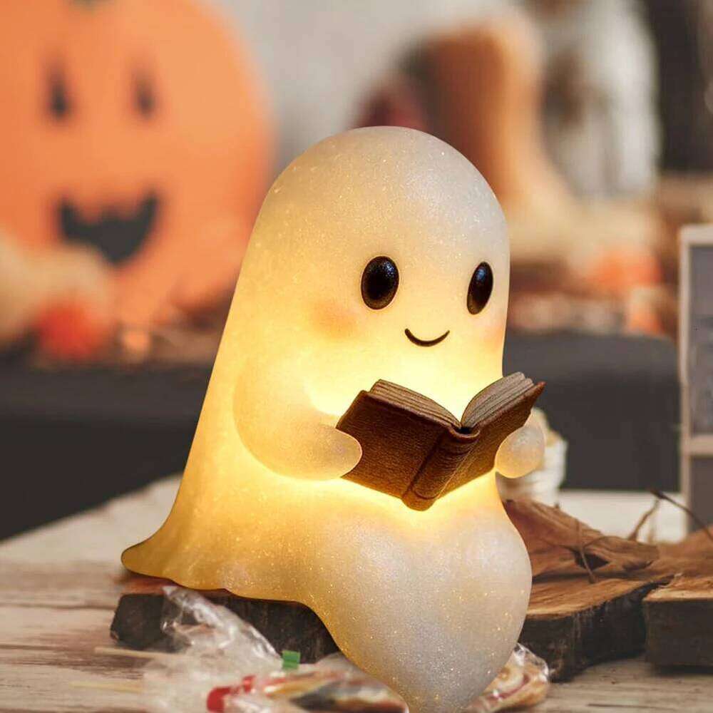 Cute Ghost Reading LED Night Spooky Table Lamp Desk Light For Bedroom Study Book Lovers Halloween Ornament Z260227