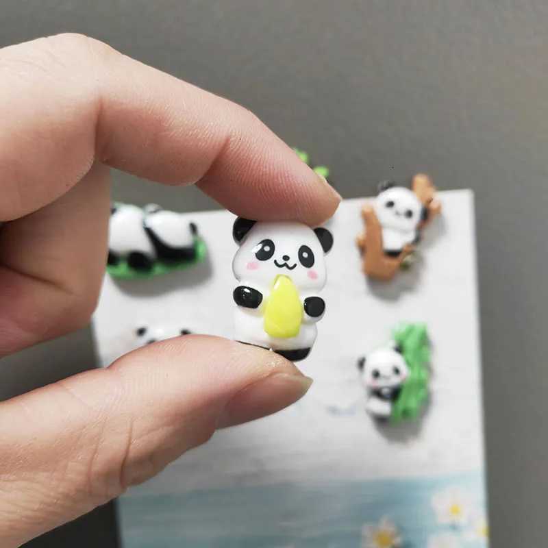 Cute Panda Fridge Magnets 6pcs Chinese Style Resin Home Decor for Whiteboard & RefrigeratorT260227