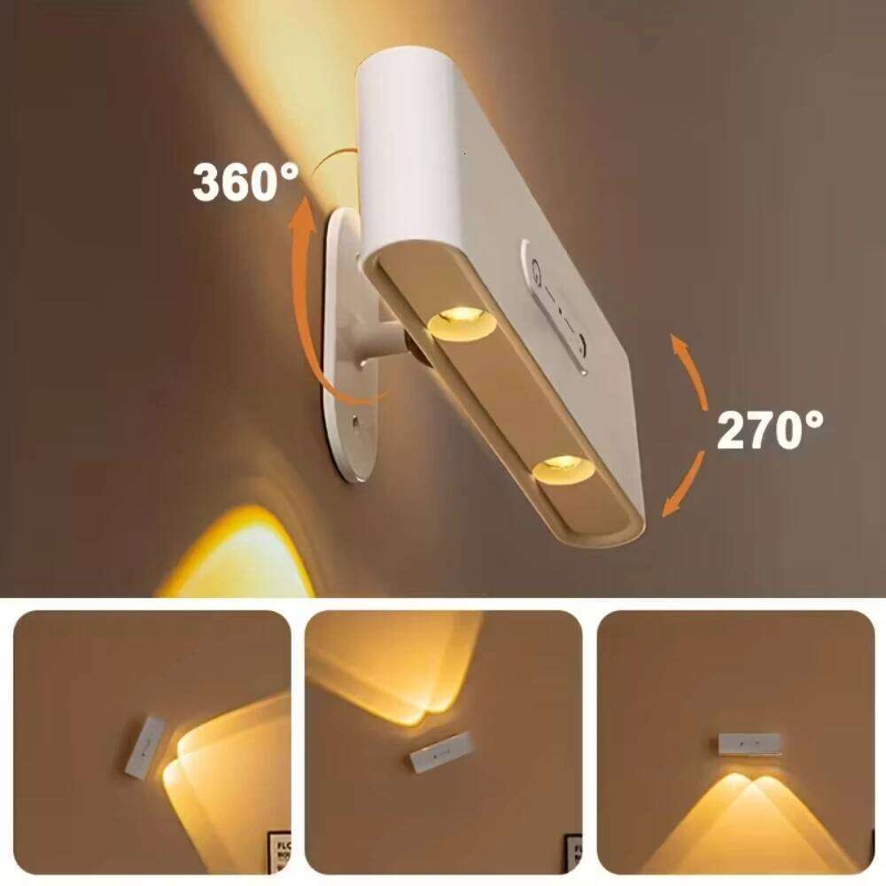 Magnetic Square Wall Lamp - Adjustable Lights with 3 Color Temperatures, Dimmable, 360 Rotatable for Closet Wardrobe Bedroom Z260227