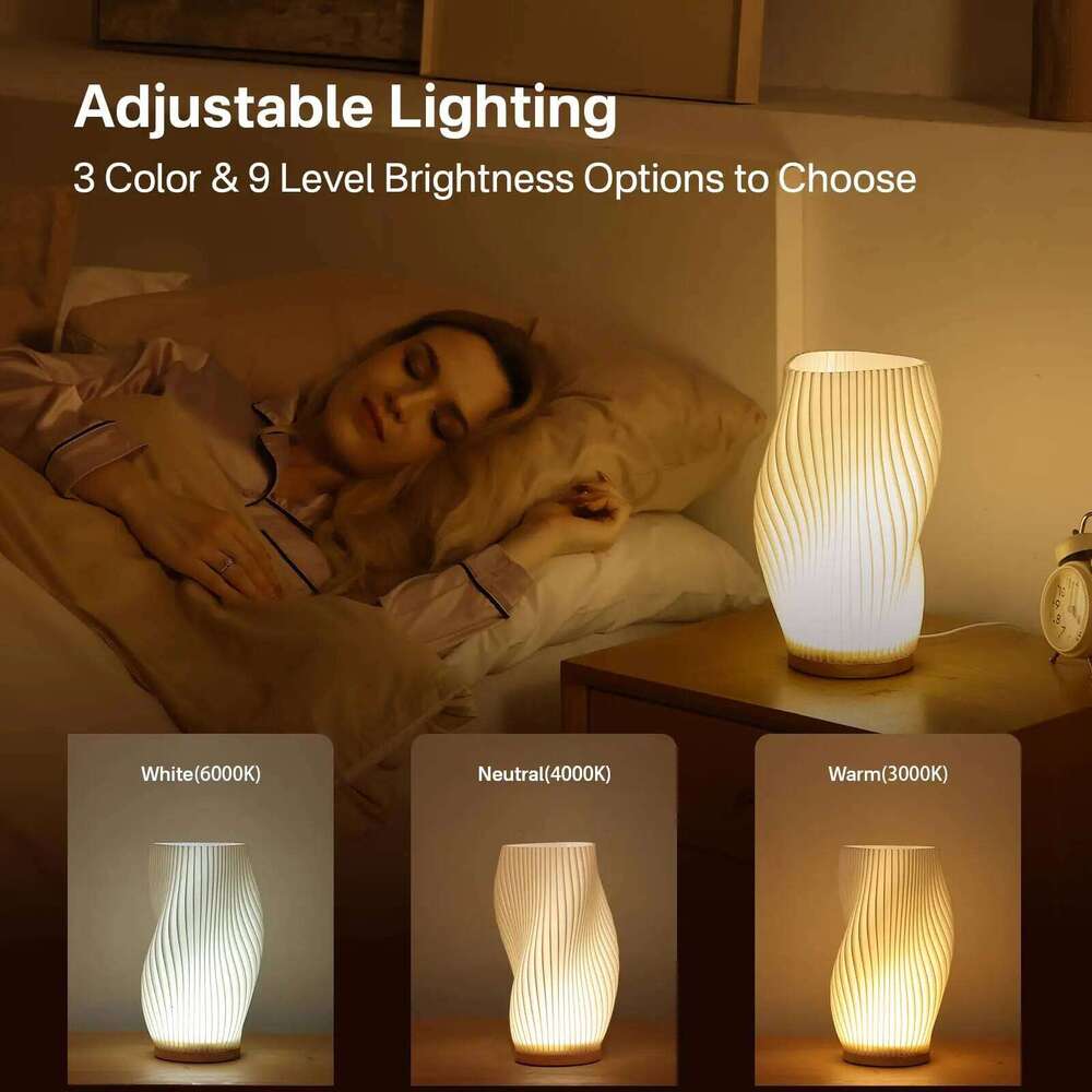 3D Pleated Bedroom Bedside 3 Levels Dimmable Desk Lights LED Night Light Coffee Shop Card Seat Atmosphere Lamp Z260227