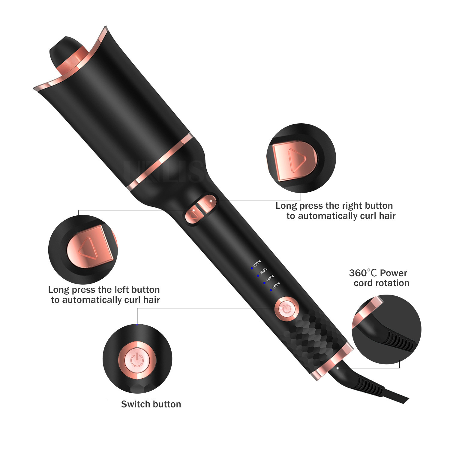 Curling Irons Automatic Hair Curler Auto Hair Curling Iron Ceramic Rotating Air Curler Air Spin Wand Styler Curl Machine Magic Hair Curler 230907