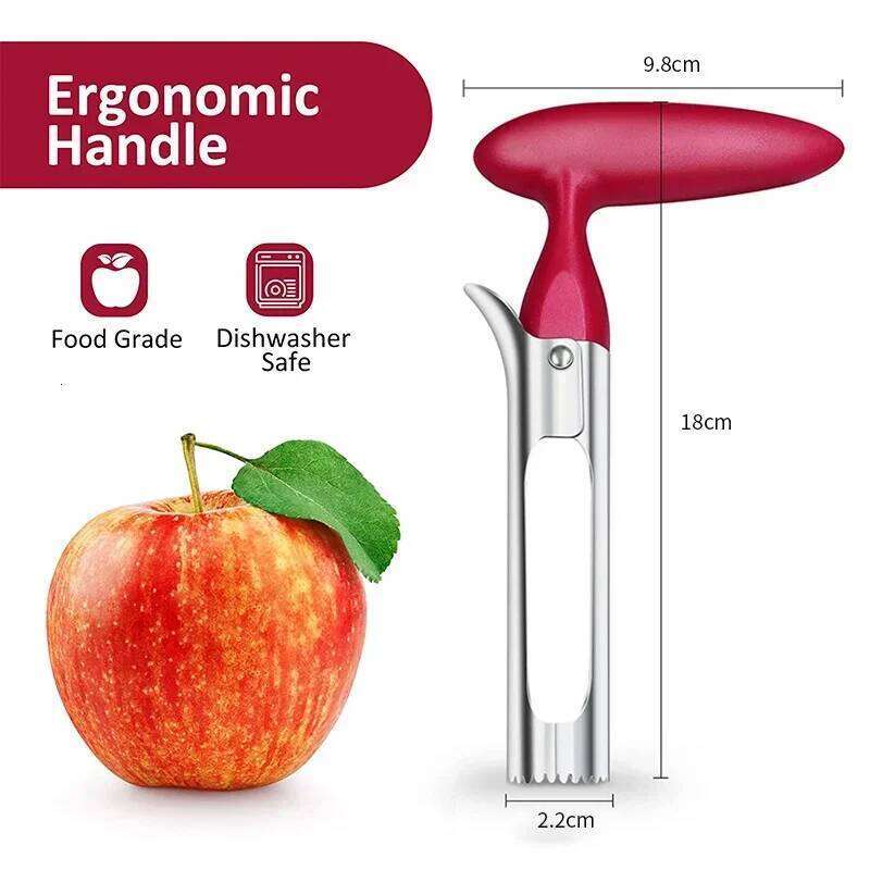 Stainless Steel Apple Corer Ergonomic Handle Fruit Core Remover Tool for Apples Pears Efficient Slicer Kitchen Gadget Dishwasher
