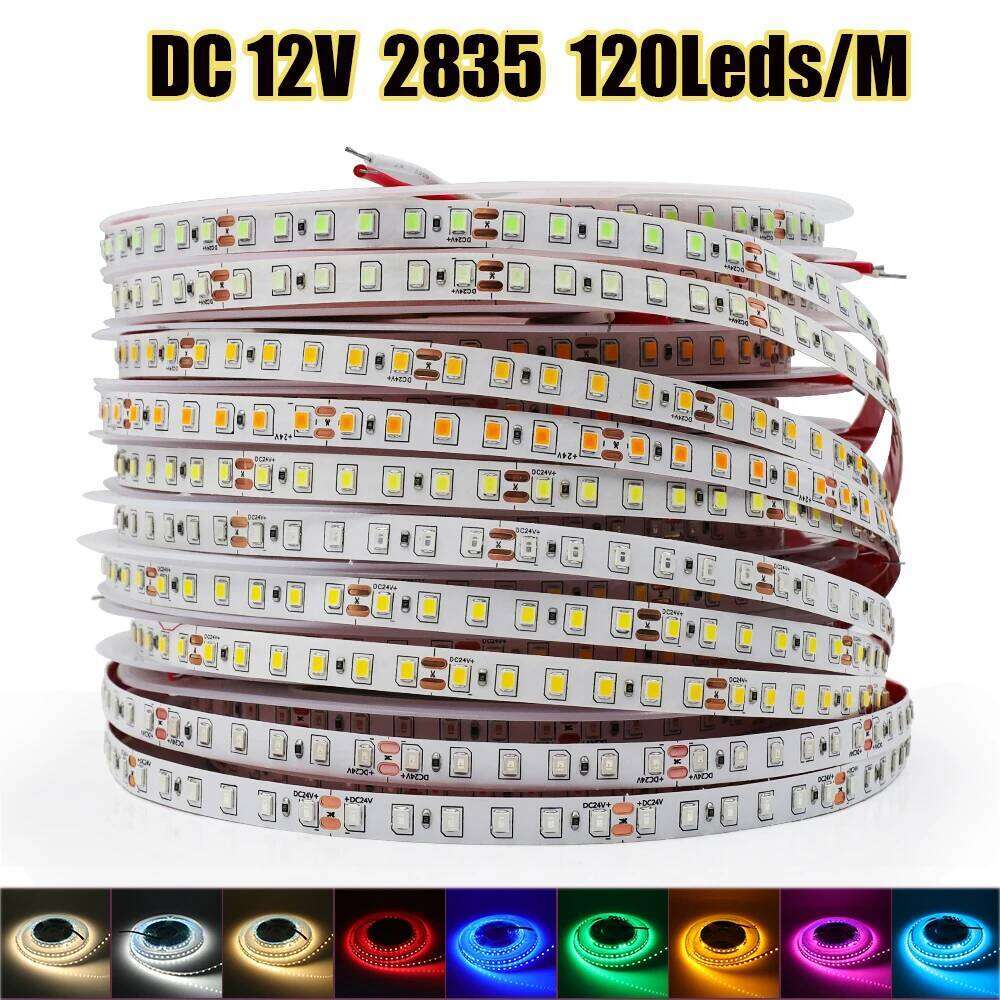 DC 12V 2835 120LEDs/M LED Strip Red/Blue/Pink/Yellow/Ice Blue/White/Green Home Decor Flexible Ribbon Tape Rope Light 5M/Roll Z260226