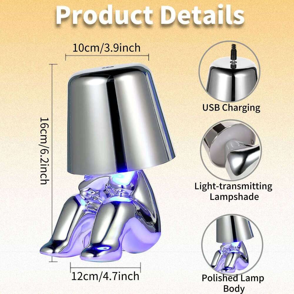 Upgraded Thinker Golden Man LED Nightlight Bedroom Decoration Ornament Atmosphere Light Desk Lamp Z260227