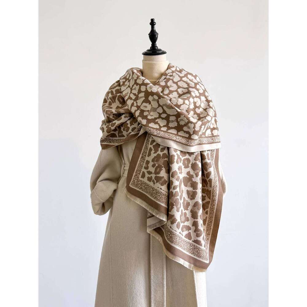 Winter Elegance Thick Faux Pashmina Scarf Women Two-Sided Warm Soft Shawl Wrap Feminine Patterned Blanket for Cold Weather Z260226
