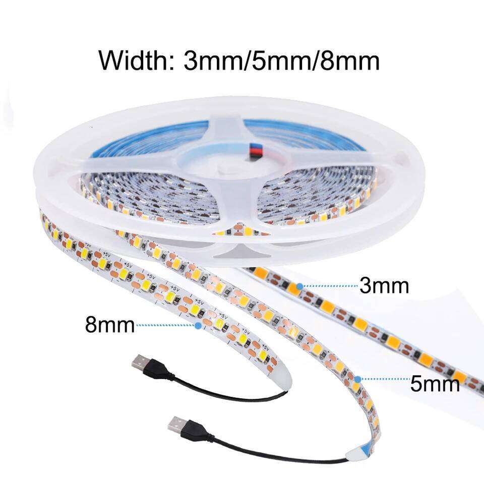 3MM 5MM 8MM Width DC 5V Strip 2835 120LEDs/m 1 LED Per Cut Flexible Tape IP20 Not Waterproof Warm Natural Cool White 1M-5M Z260226