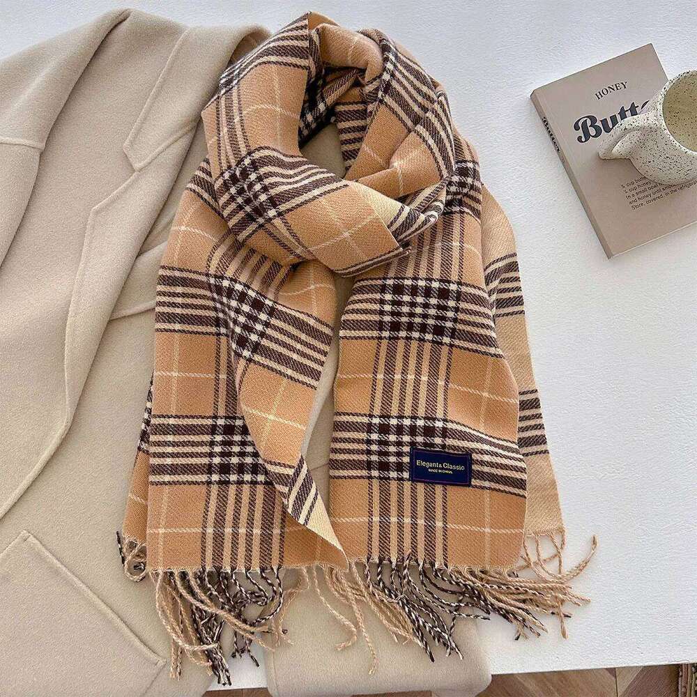 100 Color Autumn Winter Classic Plaid Scarf Women Cashmere Tassels Scarves Thickened Warm Shawl Windproof Pashmina Neckerchief Z260226