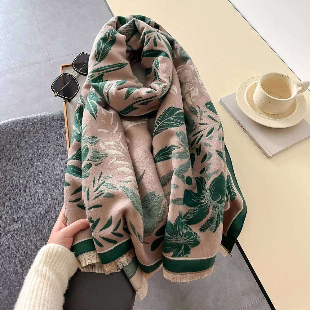 2024 Warm Cashmere Soft Flowers Printing Scarf Women Shawl New Wraps Luxury Thick Blanket Winter Bufanda Pashmina Travel Stoles Z260226