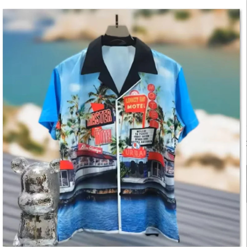 2026 mens light printed shirt mens and womens short sleeved shirt 100 fiber fashionable and comfortable casual gi260227