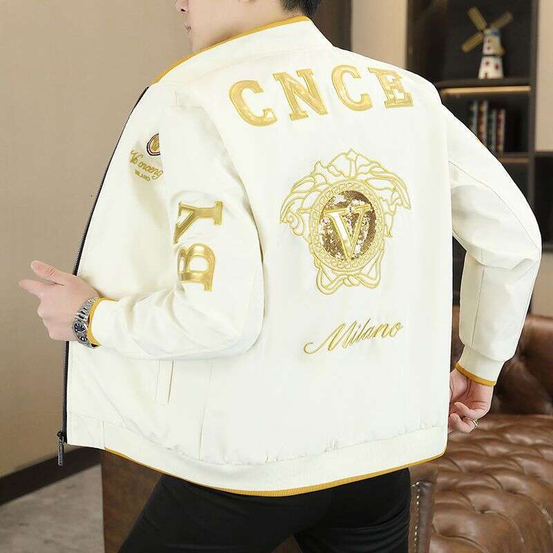 2026 High-End Embroidered Jacket Men's Spring New Stand Collar Coat Tiger Head Trendy Youth Casual Stylish