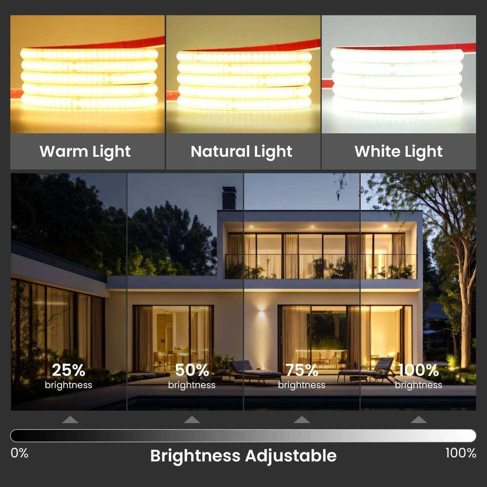Bluetooth COB Strip IP67 Waterproof 220V 240Leds/m Flexible LED Tape RA90 Super Bright FOB Neon Light With EU UK Power Plug Z260226