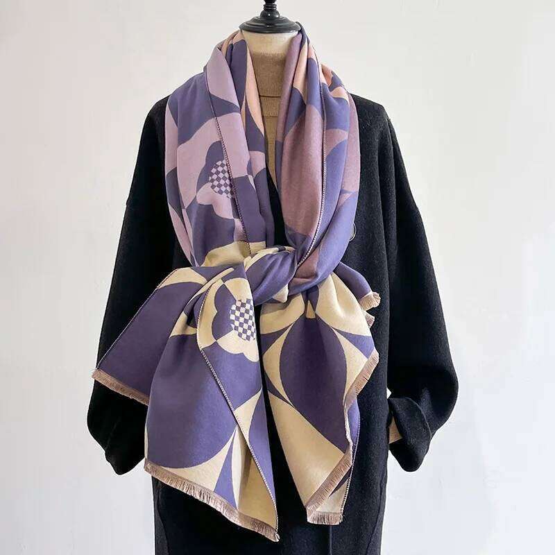 Luxury Brand Two-Sided Jacquard Scarf Imitation Cashmere Soft Warm Fringe Pashmina Shawl Winter Coldproof Windproof Blanket Z260226