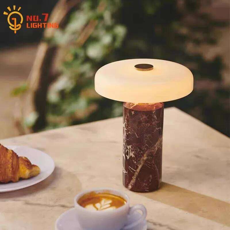 Danish Portable Charging Table Lamp with Touch Switch Atmosphere LED Marble Desk Lights Living Room Bedroom Bedside Study Cafe Z260227