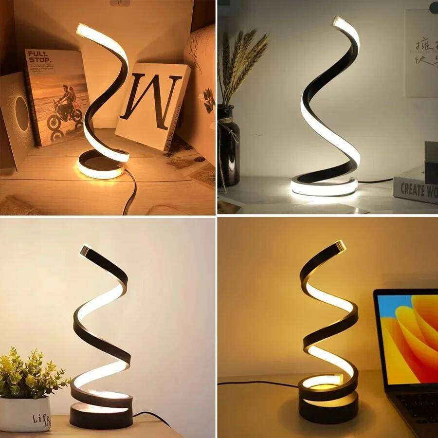 USB Plug in Creative Spiral LED Light Dimmable 3 Colors Table Night Lamp for Living Room Office Desk Bedroom Bedside Decor Z260227