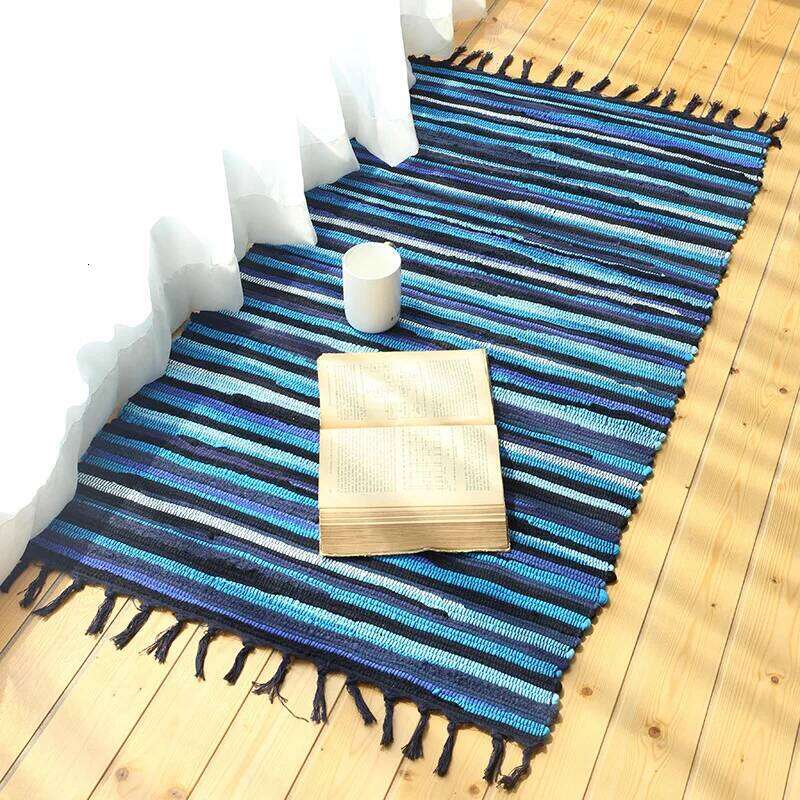 Cotton Cloth Retro Handmade Tassel Rug and Carpet Home Living Room Tapestry Absorbent Floor Area Mat for Kitchen Boho Decor H260226