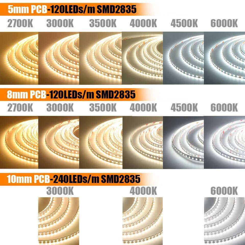 LED Strip Light RA98 5mm 8mm PCB 5m 10m 24V 2835 120 240 LEDs Flexible Adhesive Tape 2700K 3000K 3500K 4000K 5000K 6000K Decor Z260226