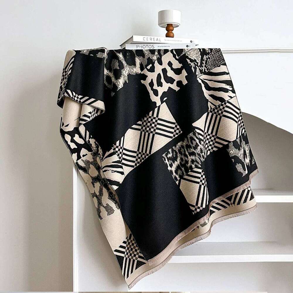 Women's Leopard Print Pattern Scarf, Pashmina Shawls, Lady Wraps, Thick, Warm, Cashmere, Imitation, Female, Winter Z260226