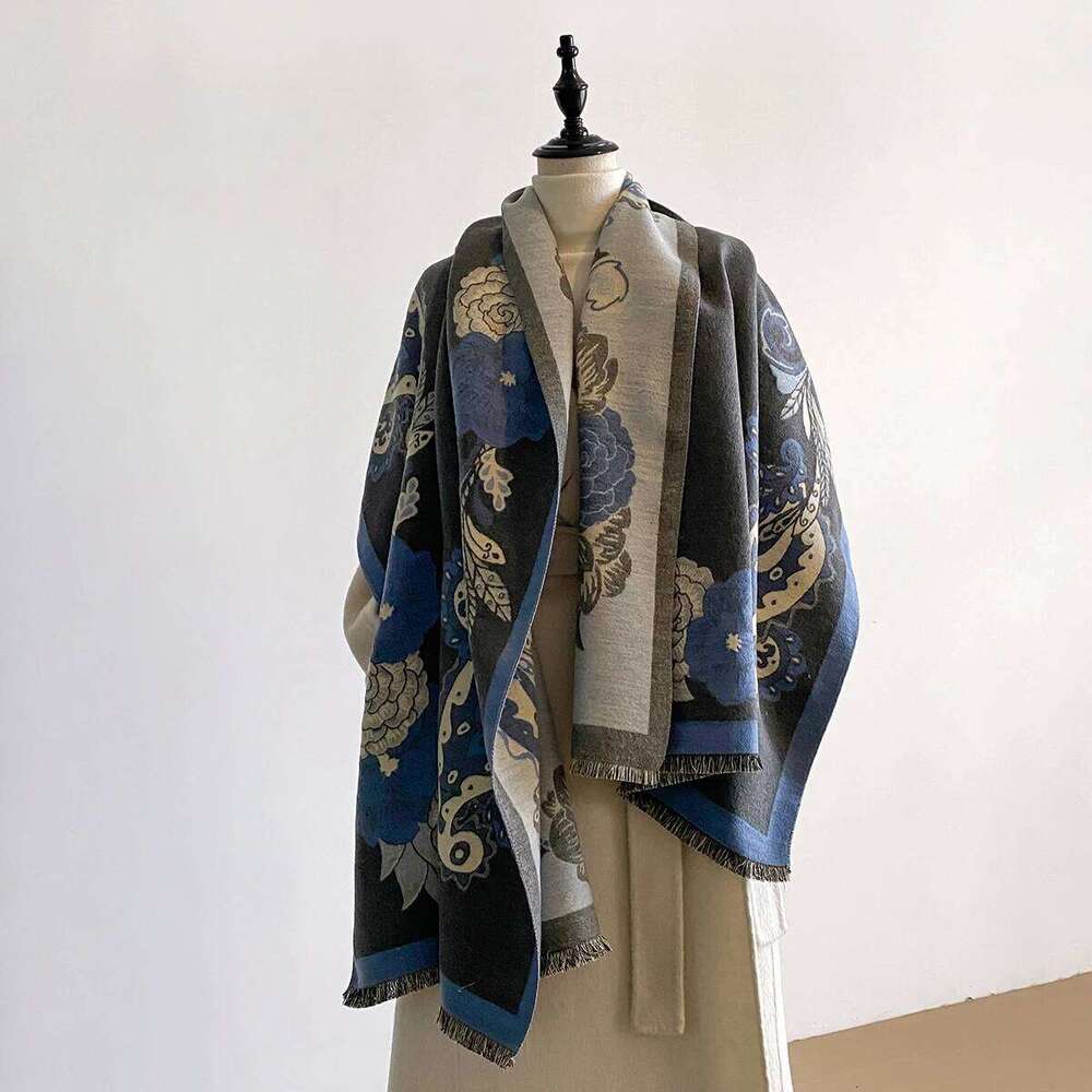 Luxury Ultra Soft Imitation Cashmere Scarf for Women Winter Thickened Jacquard Wrap Shawl Stylish Patterns 2-Sided Design Z260226