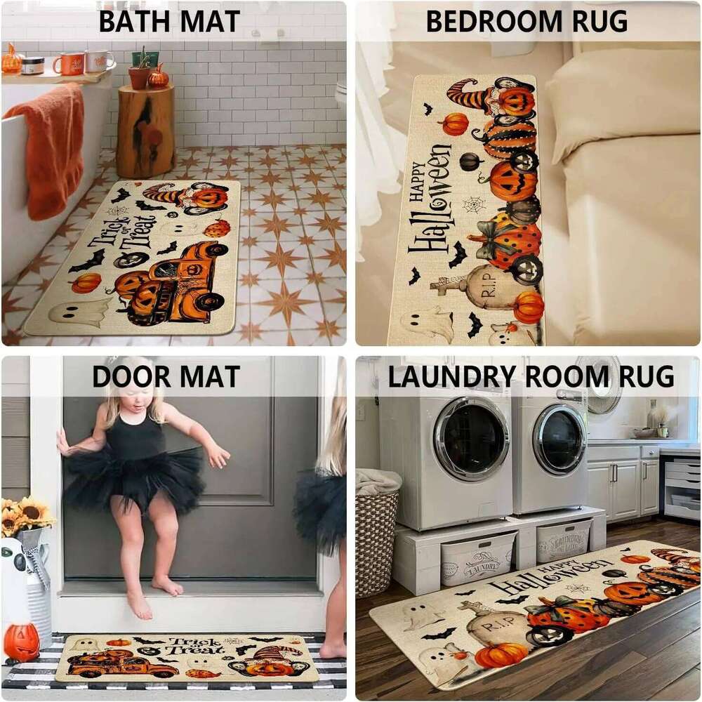 1/2pcs Halloween Kitchen Floor Mats Ghost Pumpkin Balcony Porch Carpet Washable Entrance Welcome Doormat Home Decor Accessories H260227 - view 5