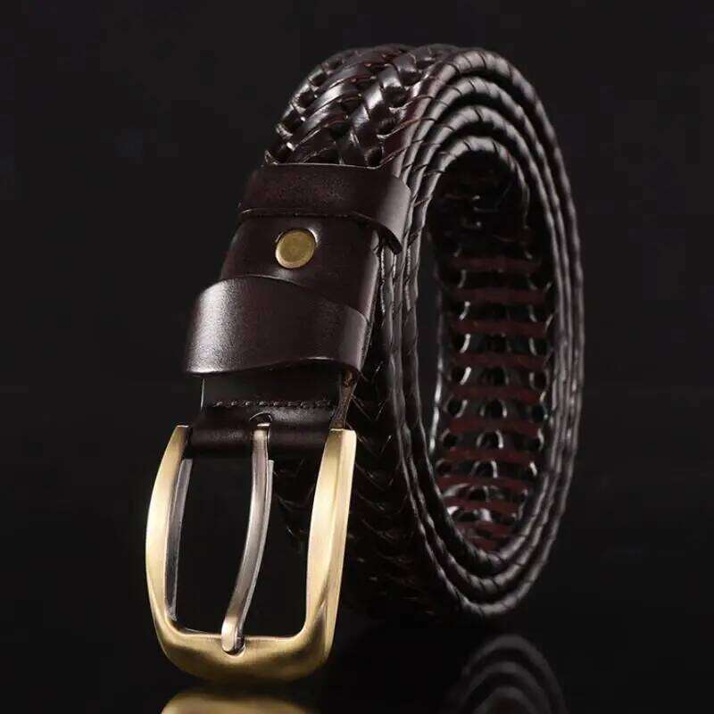 women Braided Men's Woven Belt Luxury Genuine Leather Cow Straps Hand Knitted Men For Jeans Girdle Male belts Z260226