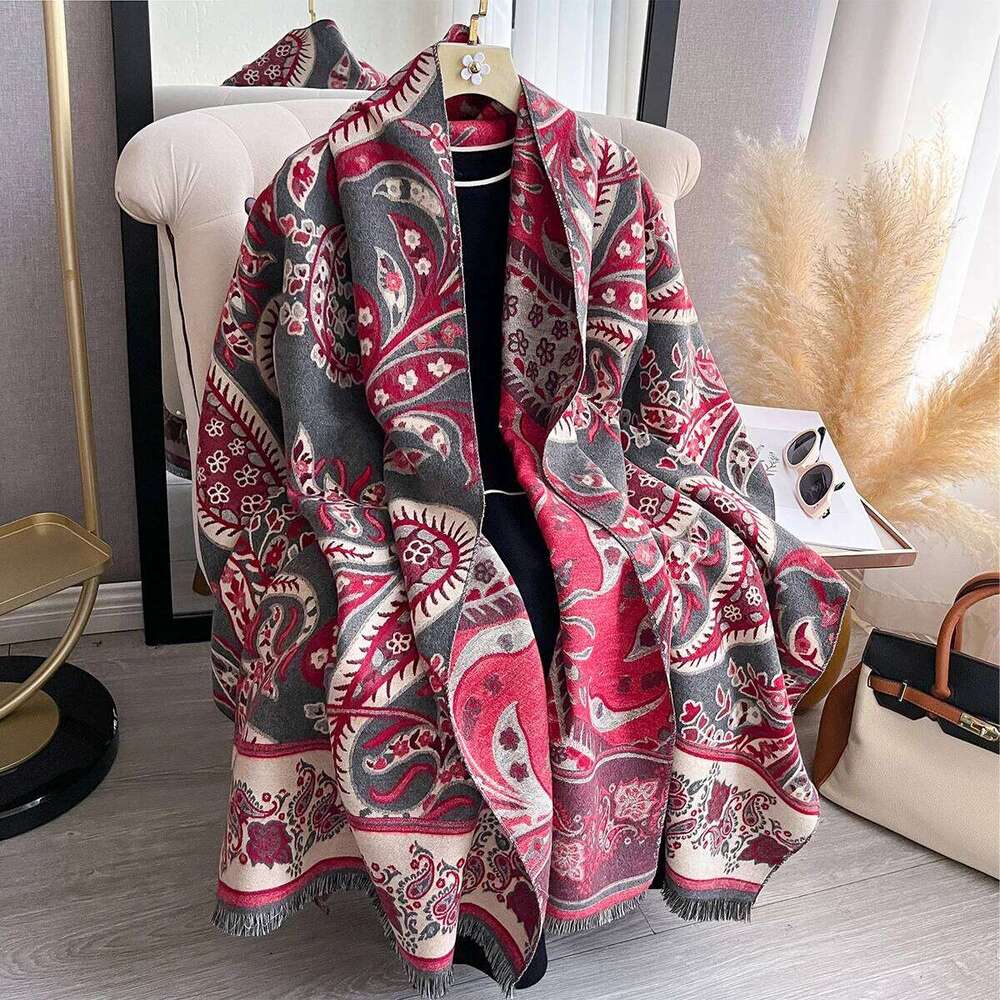 Women New Jacquard Pashmina Imitation Cashmere Winter Thick Warmth Two-Sided Shawl Cold and Wind Resistant Blanket Scarf Z260226