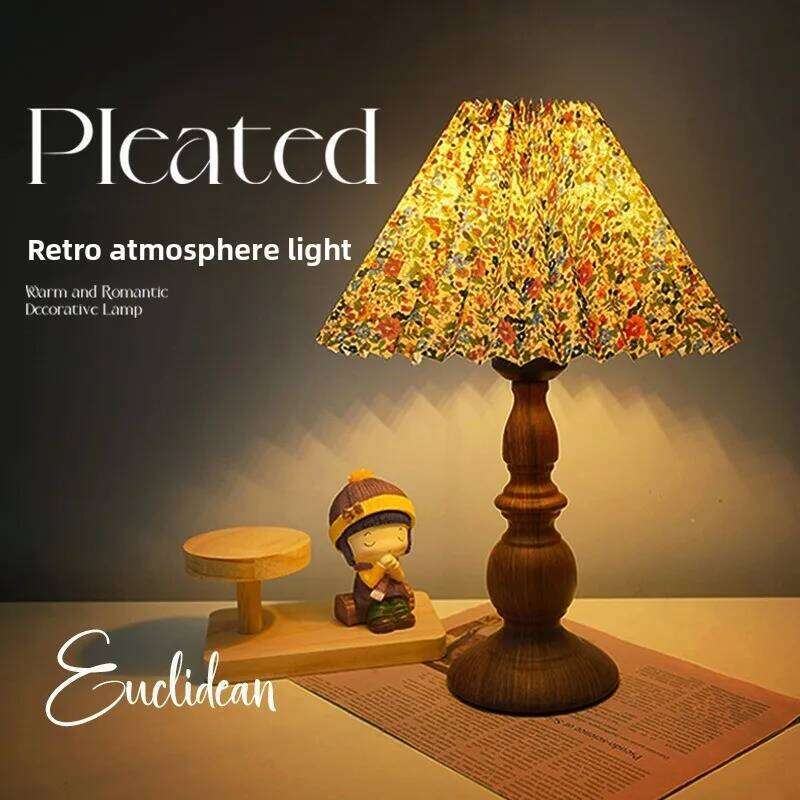 American Retro Wood Grain Bedroom Bedside Wrought Iron Lamp Nordic Simple Living Room Desktop Atmosphere Nostalgic Night Light Z260227