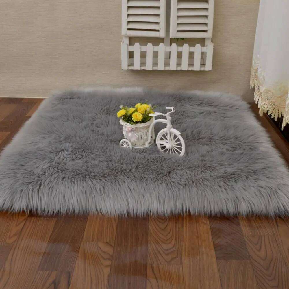 Soft Long Hair Carpet Fluffy Decorative Carpets Hairy Fur Rugs Square Imitation Wool Pad Bedroom H260226