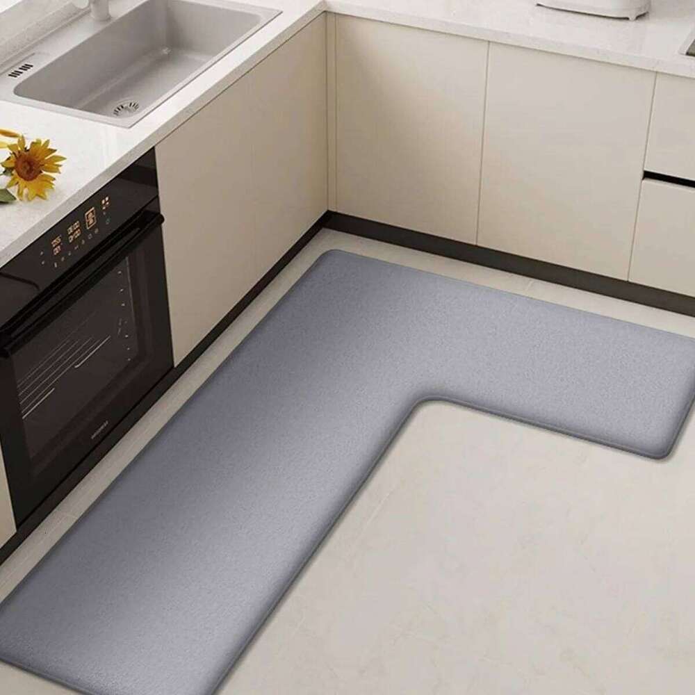 Thickened kitchen L-shaped absorbent floor household flannel non-slip anti-fall dirt-resistant oil-absorbing foot mat H260226