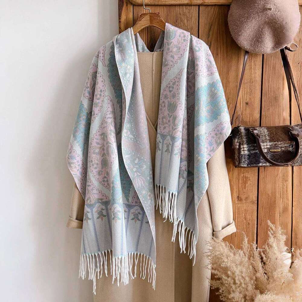 Luxury Bohemian Pashmina Scarf for Ladies Spring Summer Jacquard Flower Pattern Muslim Hijab Shawl Z260226