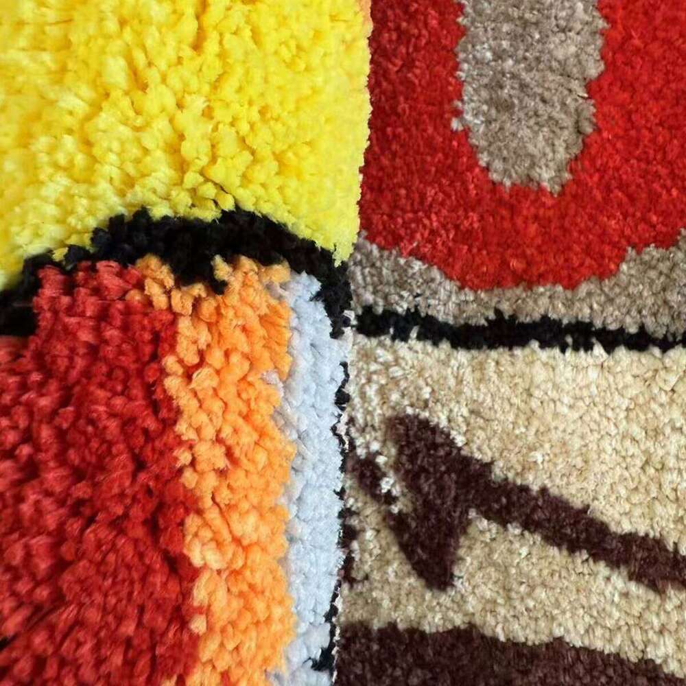 Novelty Burning Matchstick Rug Funny "RUG" Letter Tufted Carpet Non-Slip Doormat for Bedroom Living Room Home Decor Creative H260226