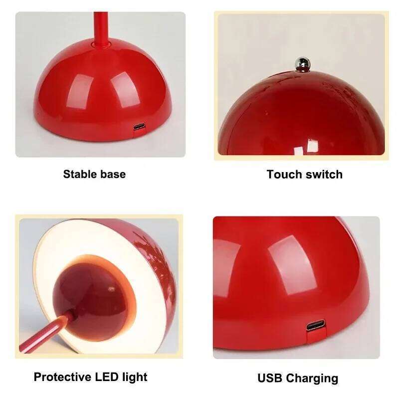 Rechargeable Alloy with ABS Table Lamp 3 Speed Adjustment Indoor Lighting Fixture Flower Bud Desk Lamps Home Decor Night Light Z260227