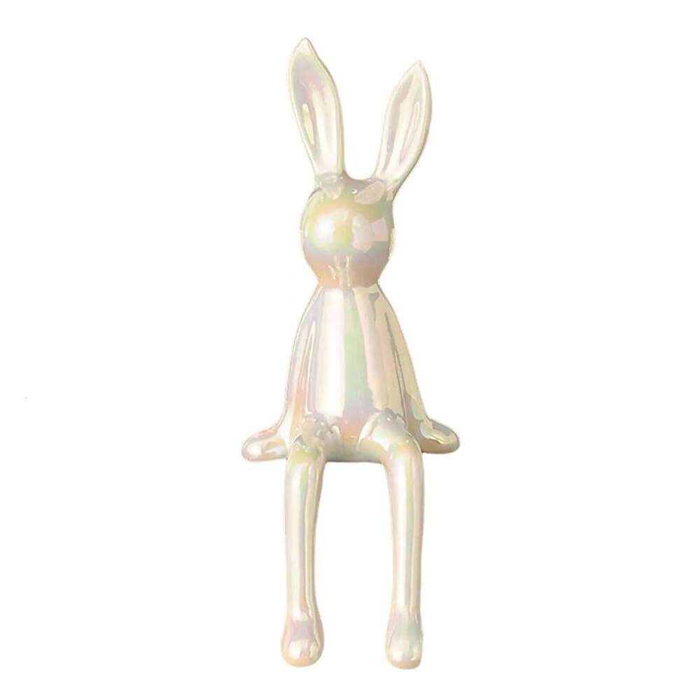 Rabbit Statues Glaze Decorative Ornament Animal Figures for Bedroom Bookshelf Desktop Entrance Indoor Z260227
