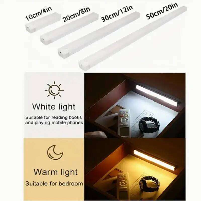 2PCS Wireless motion-sensor LED bar, rechargeable magnetic night light corridor kitchen cabinet stairs hallway wardrobe Z260227