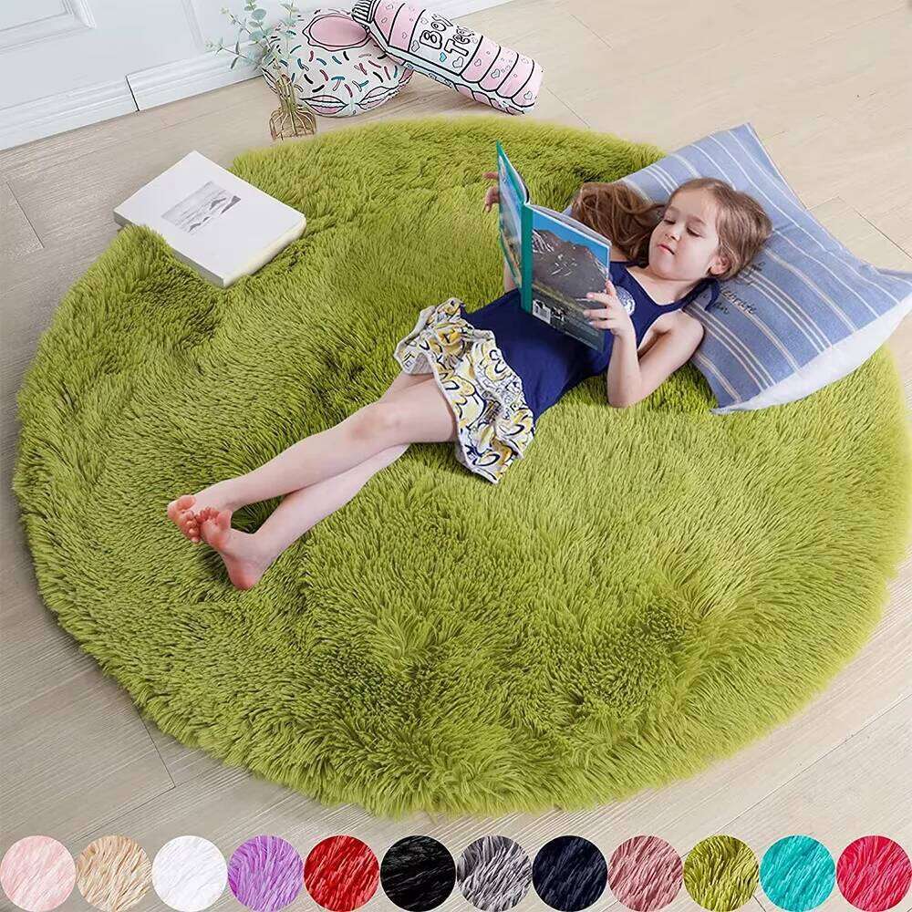 100/120/140/160 Round Rug Fluffy Soft Area Rugs for Kids Girls Room Princess Castle Plush Shag Carpet Cute Circle Bedroom Decor H260227