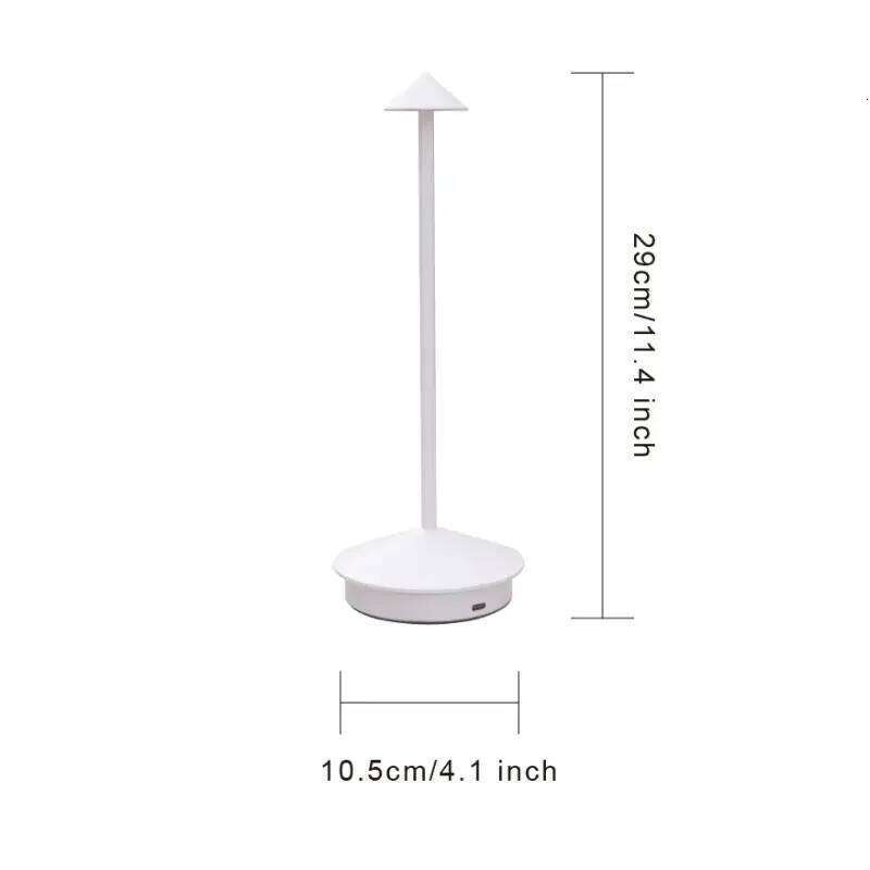 Creative LED Pointed Desk Lamp Charging Touch 3 Color Stepless Dimming Night Hotel Bar Restaurant Table Decoration Light Z260227