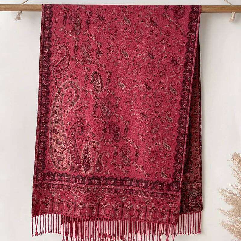 Winter Warm Cashmere Women Paisley Jacquard Scarf Travel Bohemia Style Thicken Tassel Shawl Hijab Wrap Pashmina Floral Z260226