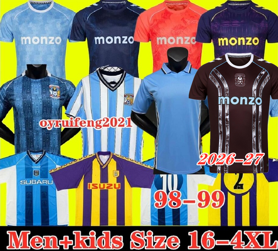 3XL 4XL 2025 2026 CoventryS City Soccer Jerseys 25 26 Rudoni Simms MASON-CLARK Wright Sheaf VAN EWIJK Eccles McALLISTER NILSSON BOATENG 1998 1999