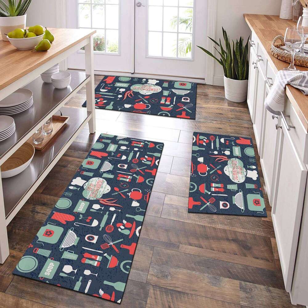 VIKAMA Rugs American Wood Printed Anti Slip Easy To Clean Absorbent Kitchen Multi Size Floor Mats Home Decoration H260226