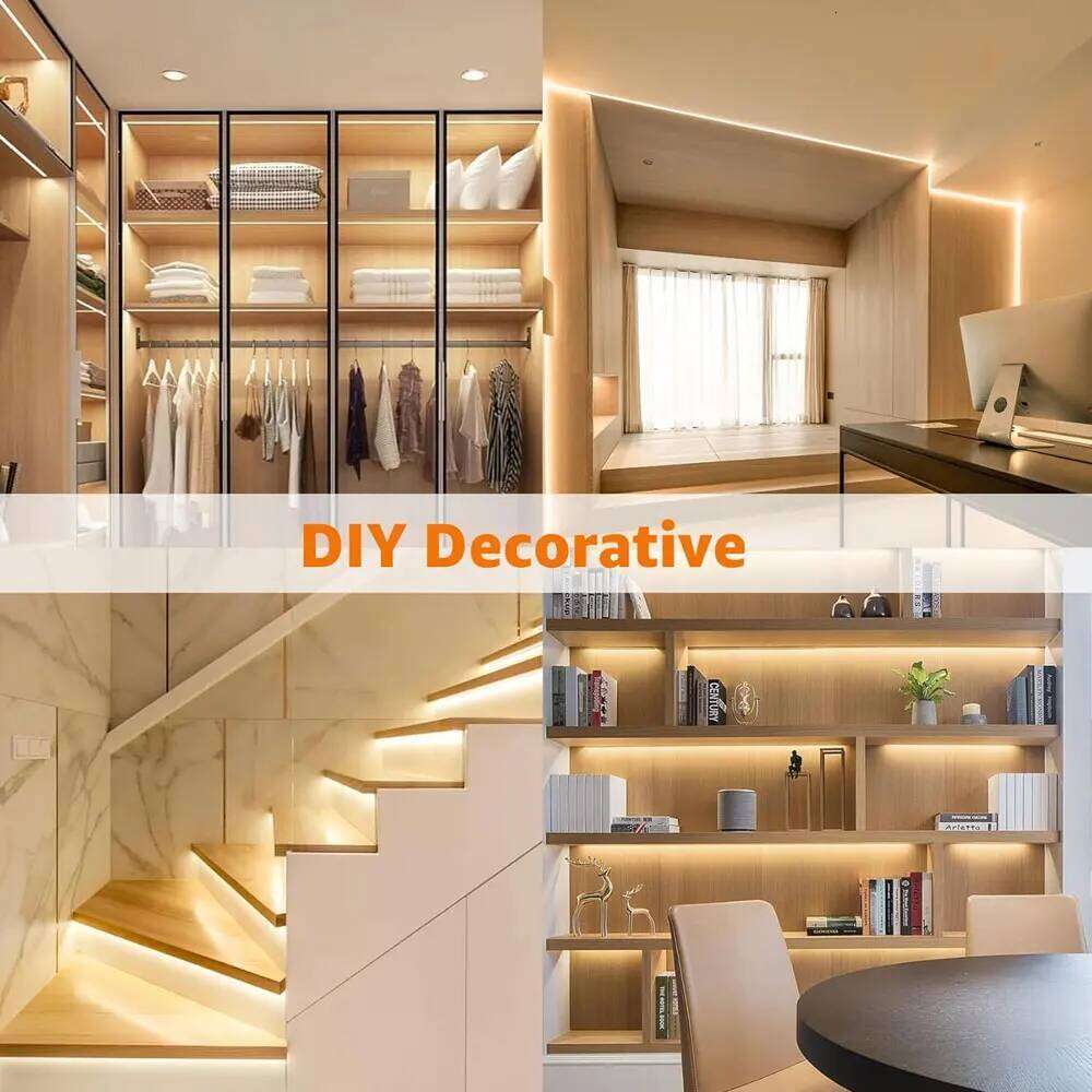 3mm COB Strip Light with Adjustable Color Temperature Warm/White & Dimmable Brightness Knob Switch for TV Backlight, Cabinets Z260226