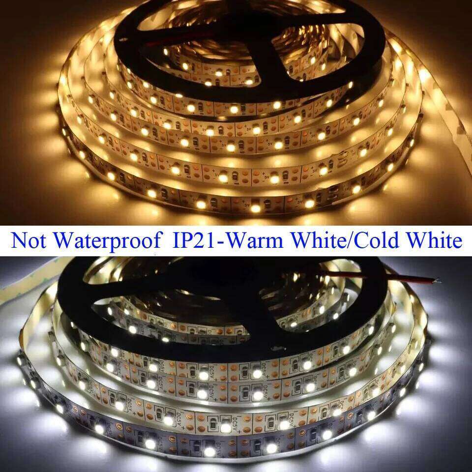 5V USB LED Strip Light Battery Power SMD 2835 3528 60LED 0.5m 1m 2m 5m Cold White Warm Blue Ribbon Cabinet Lights Night DC5V Z260226