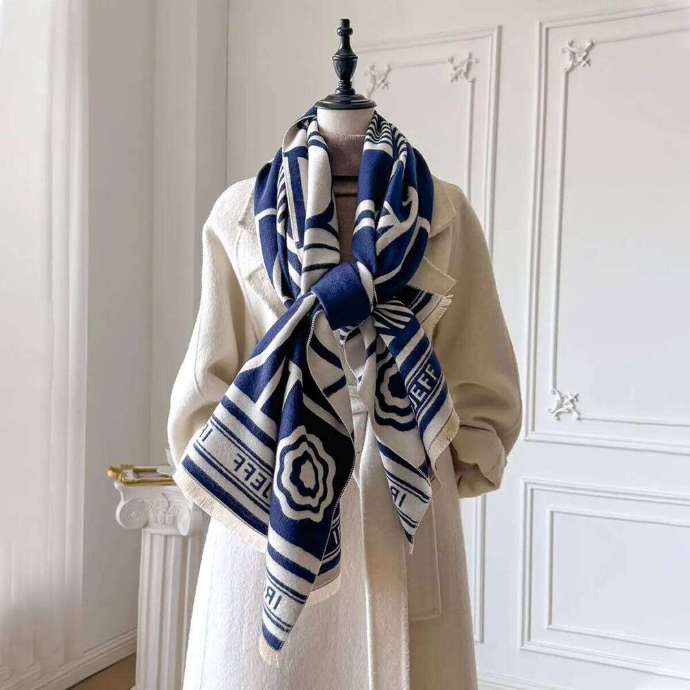 2025 New Brand Elegant Two-Sided Geometric Jacquard Pashmina Scarf - Soft Warm Fringe Shawl, Winter Coldproof Windproof Blanket Z260226