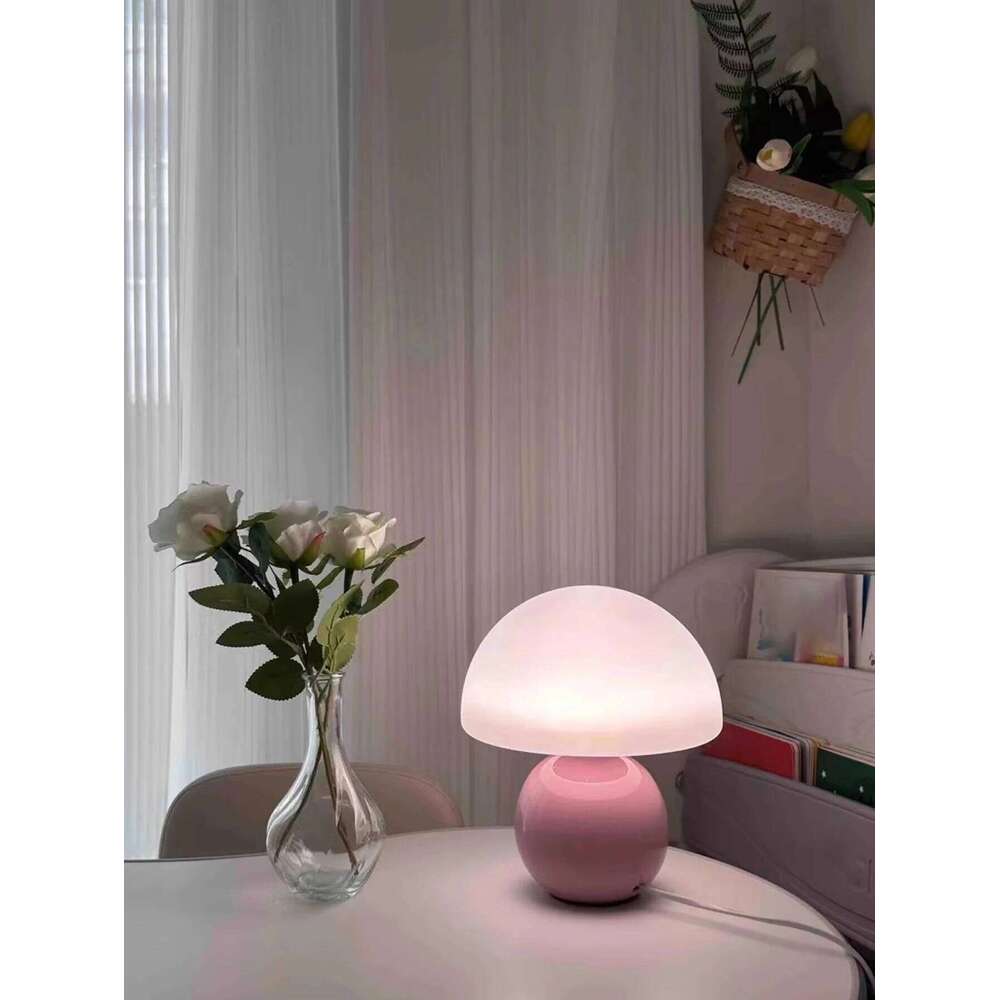 A pink/orange/red/white/beige USB socket table lamp for room light decorative lamp, night light, desk light. Z260227