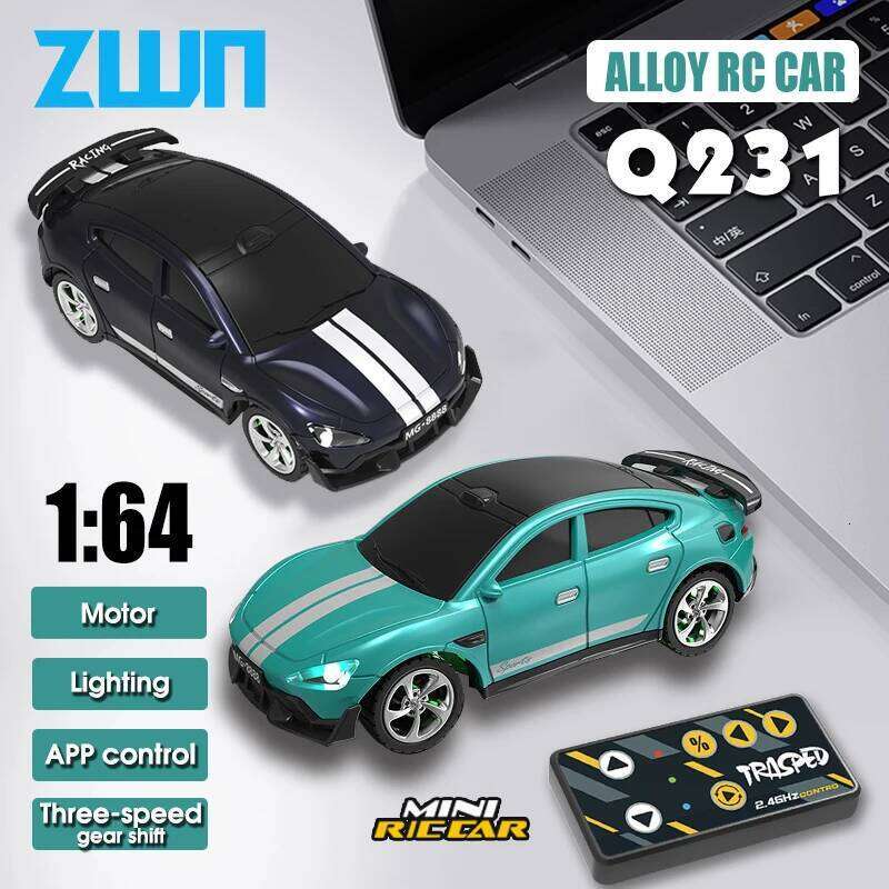 1/64 2.4G High speed Drift RC With APP 4WD Alloy Remote Control Car LED Light Radio Controlled Mini GTR Racing Toy For Kid H260227