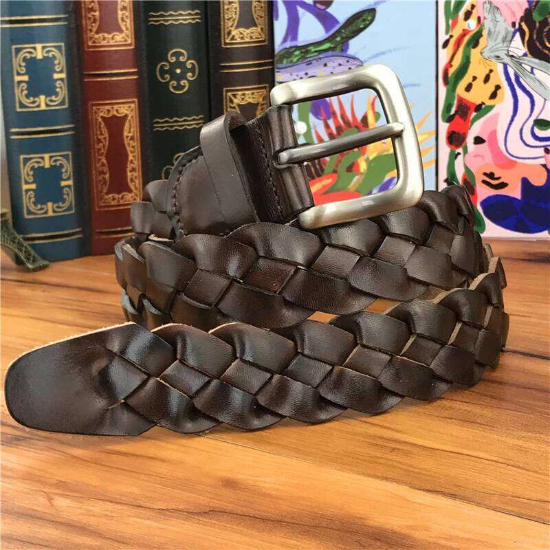 Mens Braided Top Quality Hand Made Luxury Wide Genuine Belts For Women Ceinture Men Leather Belt MBT0508 Z260227