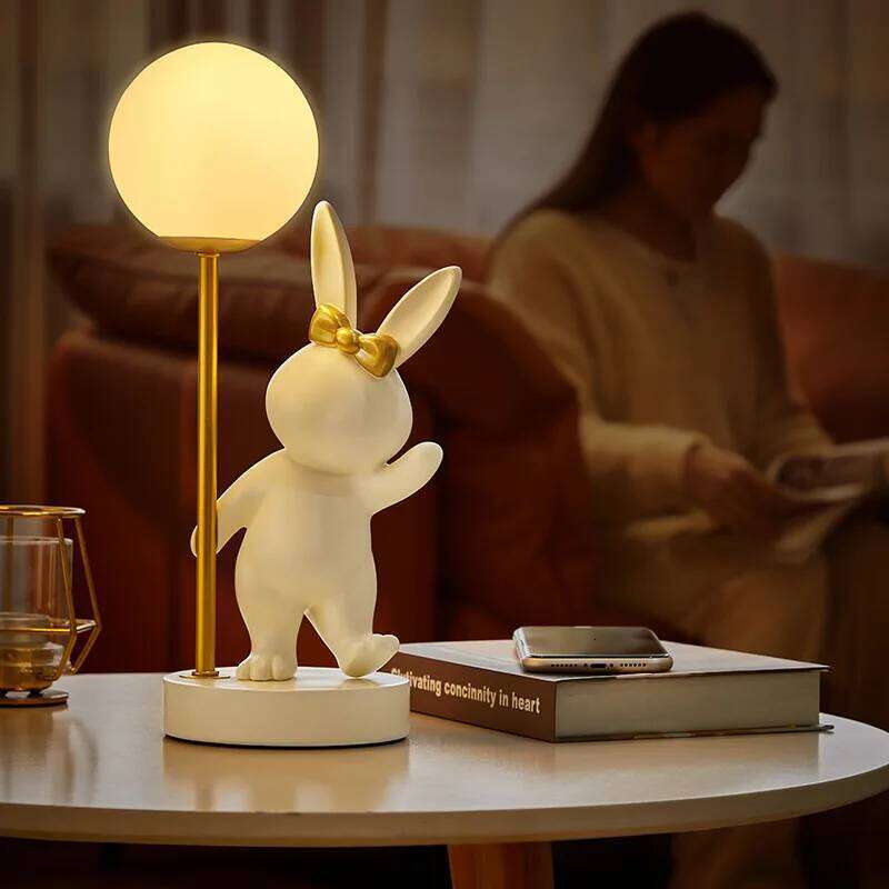 Nordic Rabbit Table Lamp Luxury Birthday Wedding Gift Nightlights Ins Cute Bunny Bedroom Decoration LED Atmosphere Night Light Z260227