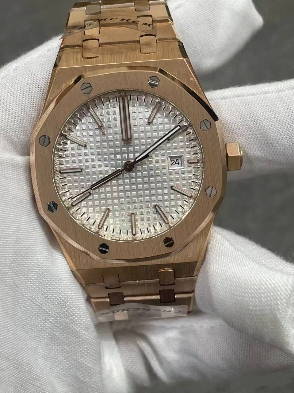 42mm Automatic Delicate Grid Texture Mens Watches white Dial Simple sapphire glass Man Wristwatches