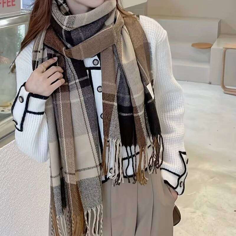 New Simple Versatile Palid Tassel Stylish Unisex Warm Neck Autumn Winter Thickened Coldproof Wrap Scarf Z260226