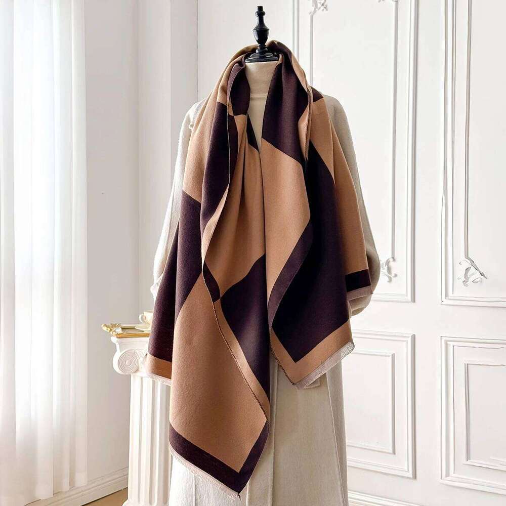 2025 Brand Elegance Geometric Print Imitation Pashmina Shawl Warm, Soft, with Fringe, Suitable for Autumn and Winter Outdoor Z260226