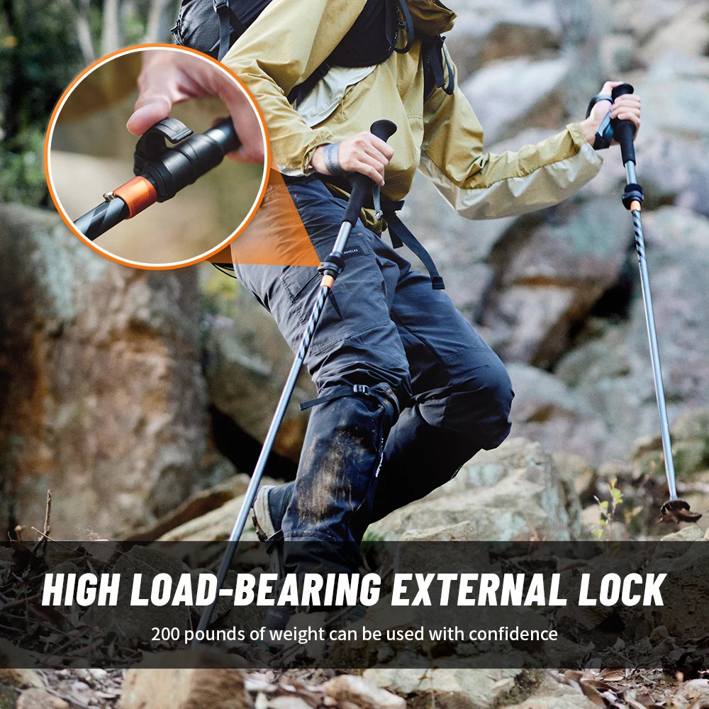 Gale UL PRO Trekking Pole Carbon Fiber 7075 Aluminum Alloy Folding Stick Lightweight Outdoor Climbing Walking Sticks 260206