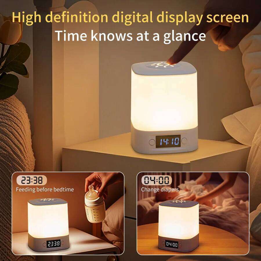 Rechargeable LED with Remote Clock Time Display Eye Protection Reading Lamp Dimmable for Bedroom Bedside Night Light Z260227